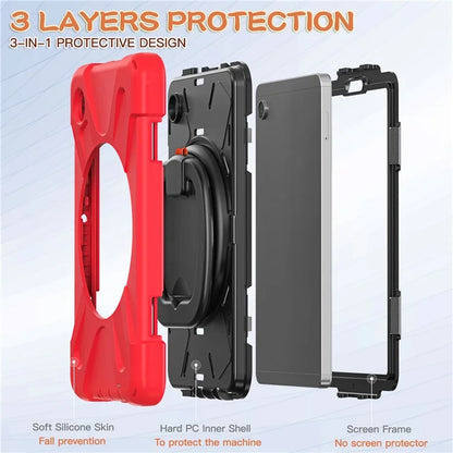 For Samsung Galaxy Tab A9 Case PC+Silicone Hand Grip Rotating Kickstand Tablet Cover