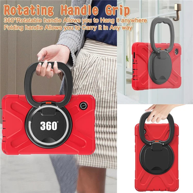 For Samsung Galaxy Tab A9 Case PC+Silicone Hand Grip Rotating Kickstand Tablet Cover