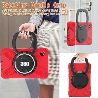 For Samsung Galaxy Tab A9 Case PC+Silicone Hand Grip Rotating Kickstand Tablet Cover