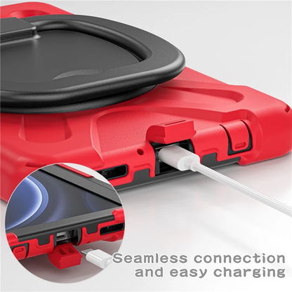 For Samsung Galaxy Tab A9 Case PC+Silicone Hand Grip Rotating Kickstand Tablet Cover