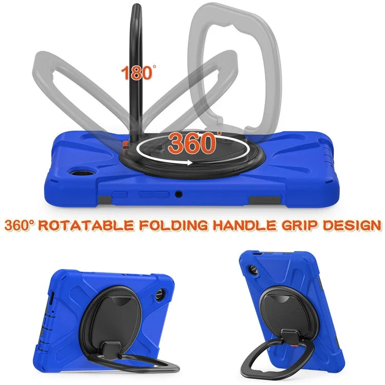 For Samsung Galaxy Tab A9 Case PC+Silicone Hand Grip Rotating Kickstand Tablet Cover
