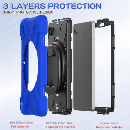 For Samsung Galaxy Tab A9 Case PC+Silicone Hand Grip Rotating Kickstand Tablet Cover