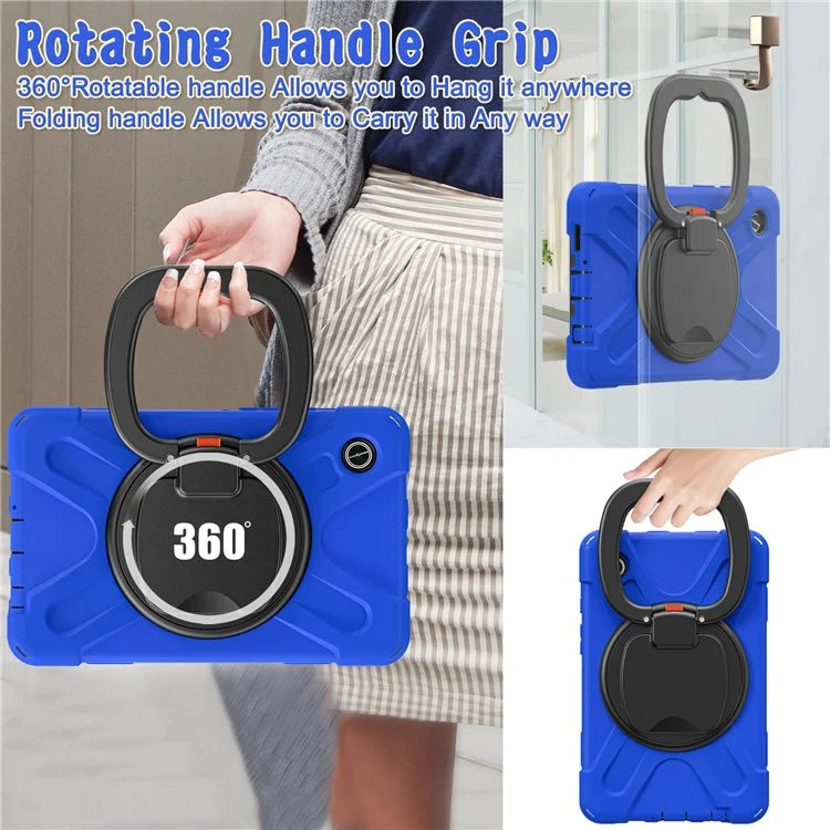 For Samsung Galaxy Tab A9 Case PC+Silicone Hand Grip Rotating Kickstand Tablet Cover