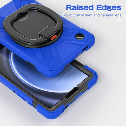 For Samsung Galaxy Tab A9 Case PC+Silicone Hand Grip Rotating Kickstand Tablet Cover