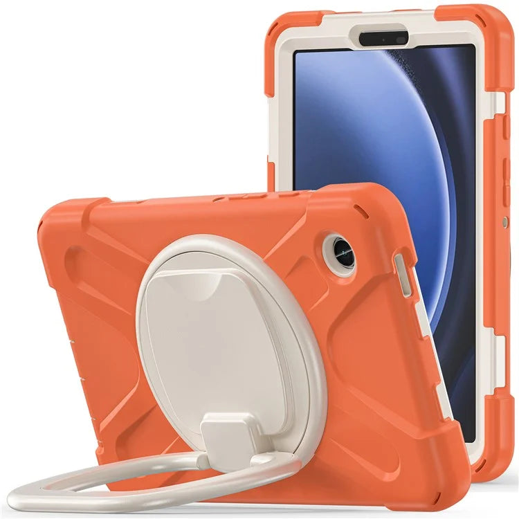 For Samsung Galaxy Tab A9 Case PC+Silicone Hand Grip Rotating Kickstand Tablet Cover