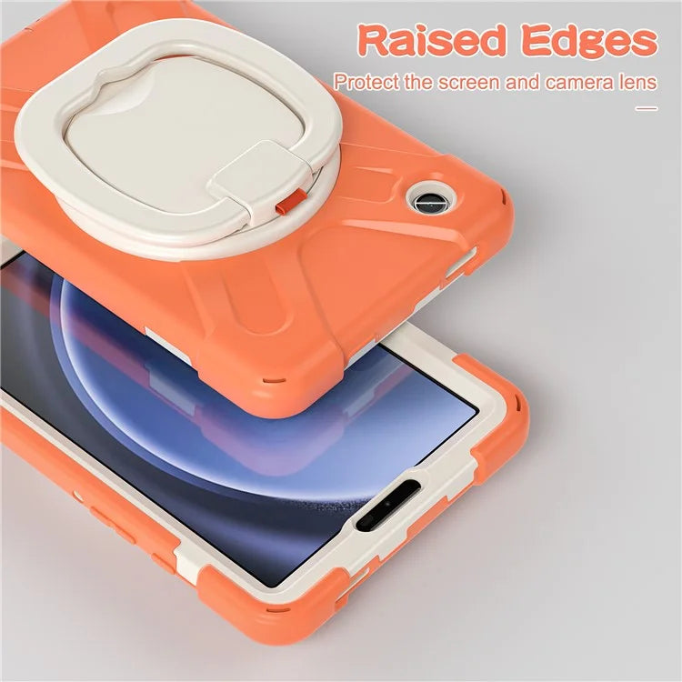 For Samsung Galaxy Tab A9 Case PC+Silicone Hand Grip Rotating Kickstand Tablet Cover