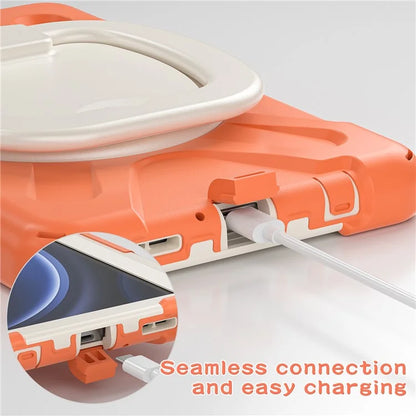 For Samsung Galaxy Tab A9 Case PC+Silicone Hand Grip Rotating Kickstand Tablet Cover
