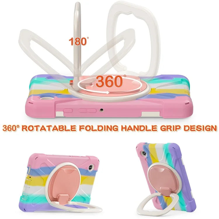 For Samsung Galaxy Tab A9 Case PC+Silicone Hand Grip Rotating Kickstand Tablet Cover