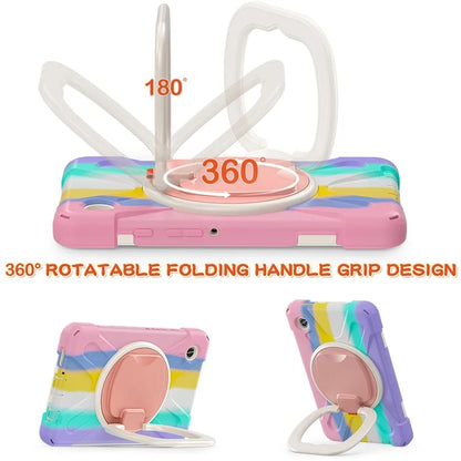 For Samsung Galaxy Tab A9 Case PC+Silicone Hand Grip Rotating Kickstand Tablet Cover
