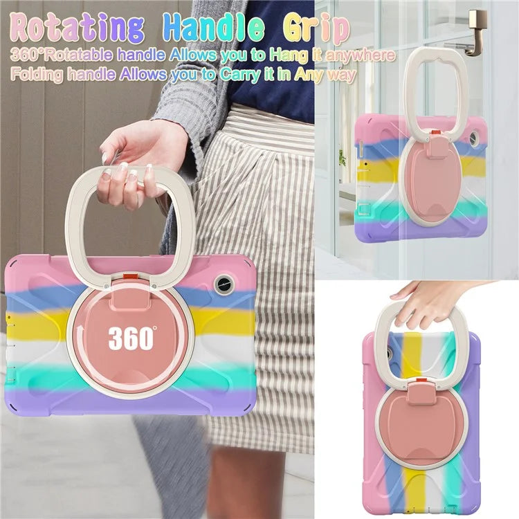 For Samsung Galaxy Tab A9 Case PC+Silicone Hand Grip Rotating Kickstand Tablet Cover