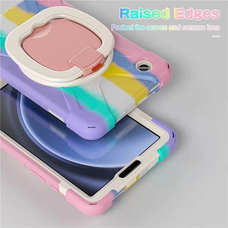 For Samsung Galaxy Tab A9 Case PC+Silicone Hand Grip Rotating Kickstand Tablet Cover