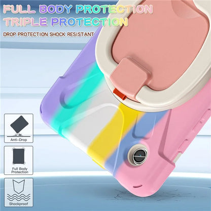 For Samsung Galaxy Tab A9 Case PC+Silicone Hand Grip Rotating Kickstand Tablet Cover