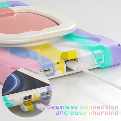 For Samsung Galaxy Tab A9 Case PC+Silicone Hand Grip Rotating Kickstand Tablet Cover