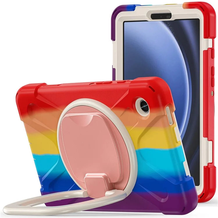 For Samsung Galaxy Tab A9 Case PC+Silicone Hand Grip Rotating Kickstand Tablet Cover