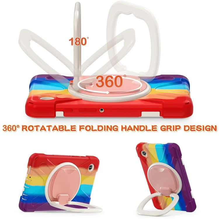 For Samsung Galaxy Tab A9 Case PC+Silicone Hand Grip Rotating Kickstand Tablet Cover