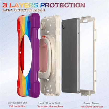 For Samsung Galaxy Tab A9 Case PC+Silicone Hand Grip Rotating Kickstand Tablet Cover