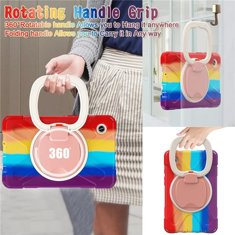 For Samsung Galaxy Tab A9 Case PC+Silicone Hand Grip Rotating Kickstand Tablet Cover