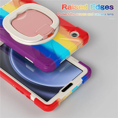 For Samsung Galaxy Tab A9 Case PC+Silicone Hand Grip Rotating Kickstand Tablet Cover