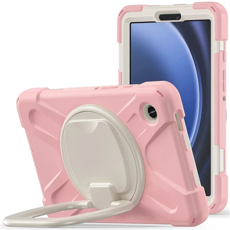 For Samsung Galaxy Tab A9 Case PC+Silicone Hand Grip Rotating Kickstand Tablet Cover
