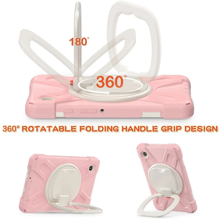 For Samsung Galaxy Tab A9 Case PC+Silicone Hand Grip Rotating Kickstand Tablet Cover