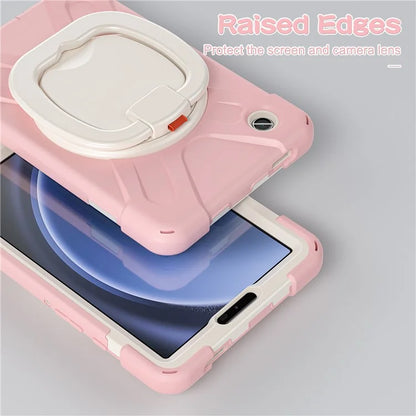 For Samsung Galaxy Tab A9 Case PC+Silicone Hand Grip Rotating Kickstand Tablet Cover