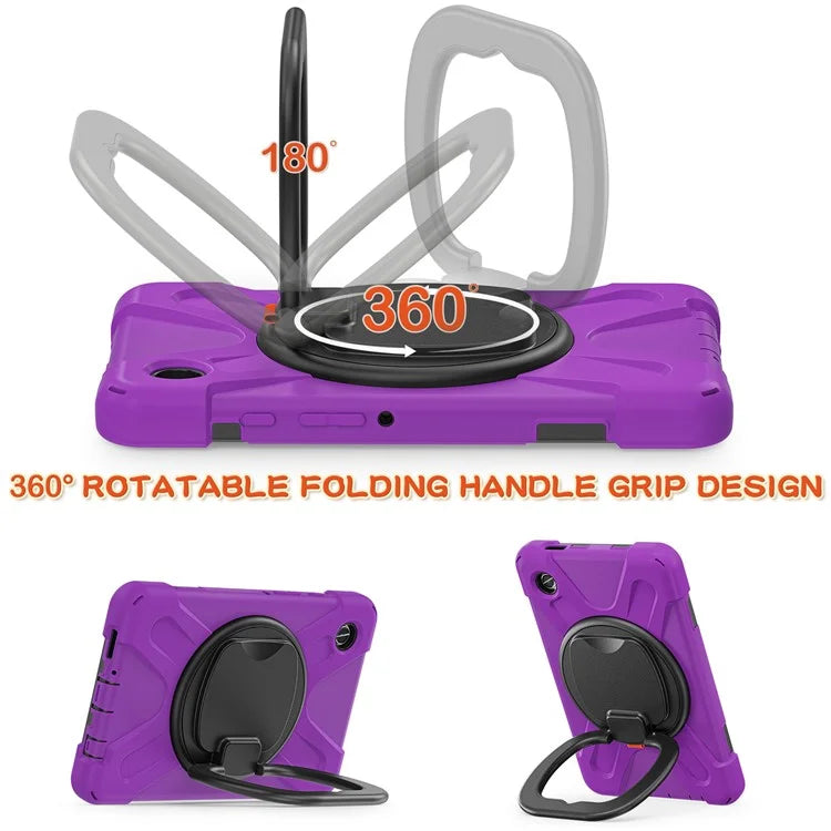 For Samsung Galaxy Tab A9 Case PC+Silicone Hand Grip Rotating Kickstand Tablet Cover
