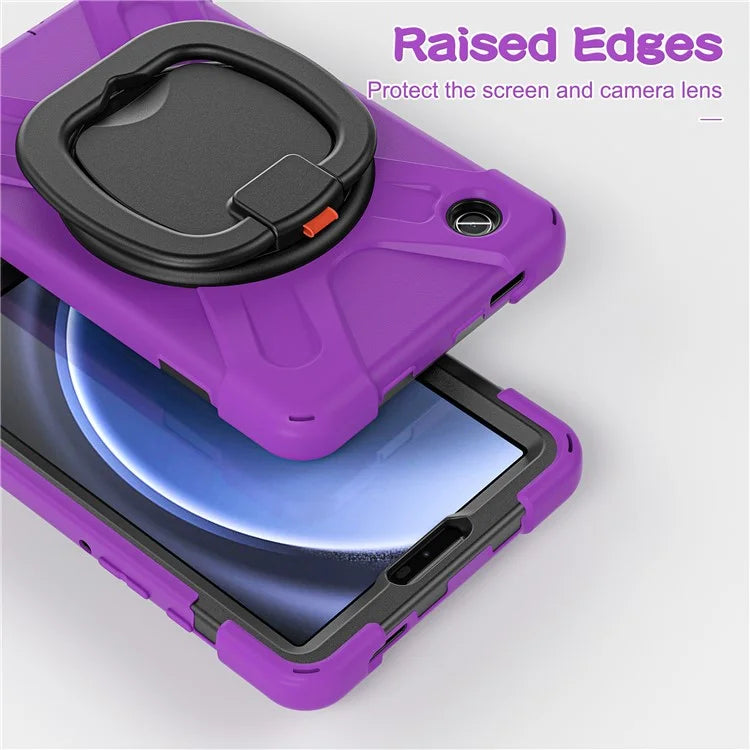 For Samsung Galaxy Tab A9 Case PC+Silicone Hand Grip Rotating Kickstand Tablet Cover
