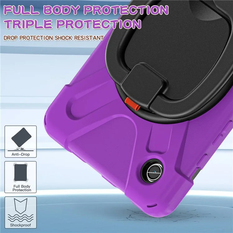 For Samsung Galaxy Tab A9 Case PC+Silicone Hand Grip Rotating Kickstand Tablet Cover