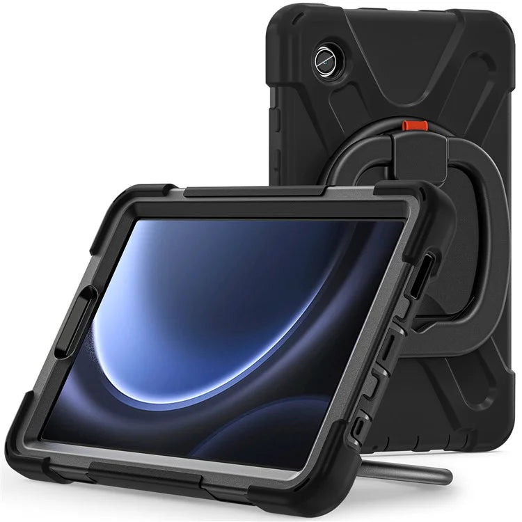 For Samsung Galaxy Tab A9 Case Rotary Kickstand PC+Silicone Cover with Shoulder Strap