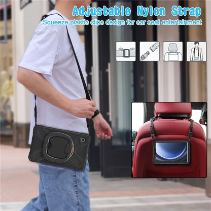 For Samsung Galaxy Tab A9 Case Rotary Kickstand PC+Silicone Cover with Shoulder Strap