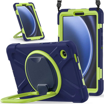 For Samsung Galaxy Tab A9 Case Rotary Kickstand PC+Silicone Cover with Shoulder Strap