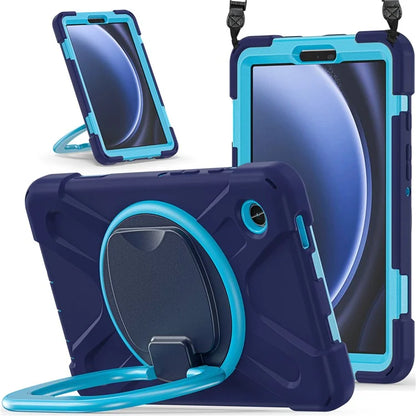 For Samsung Galaxy Tab A9 Case Rotary Kickstand PC+Silicone Cover with Shoulder Strap