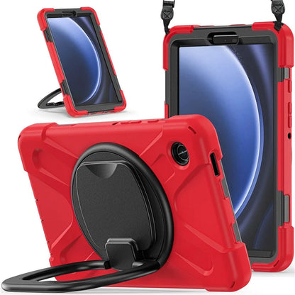 For Samsung Galaxy Tab A9 Case Rotary Kickstand PC+Silicone Cover with Shoulder Strap