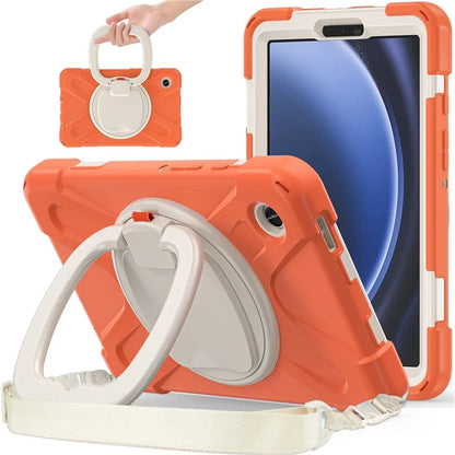 For Samsung Galaxy Tab A9 Case Rotary Kickstand PC+Silicone Cover with Shoulder Strap