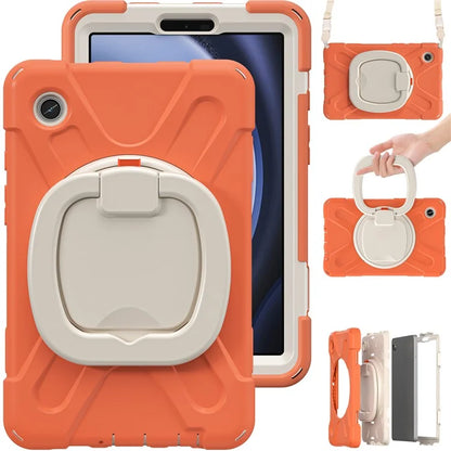 For Samsung Galaxy Tab A9 Case Rotary Kickstand PC+Silicone Cover with Shoulder Strap