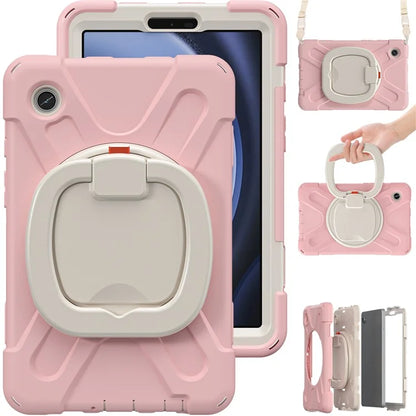 For Samsung Galaxy Tab A9 Case Rotary Kickstand PC+Silicone Cover with Shoulder Strap