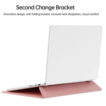 13-14 Inch Padded Laptop Bag Stand PU Leather Envelope Laptop Case Carrying Sleeve Bagish Green