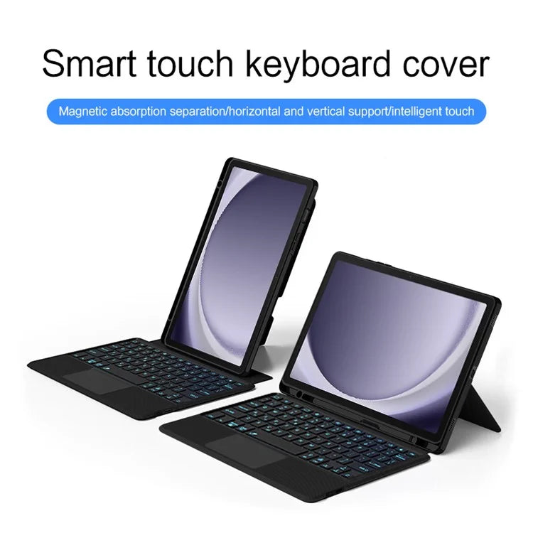 For Samsung Galaxy Tab A9+ Stand Leather Case + Detachable Bluetooth Keyboard with Backlight