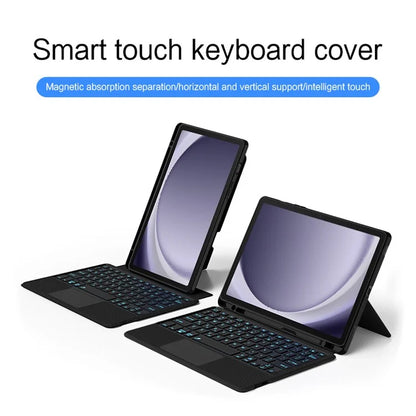 For Samsung Galaxy Tab A9+ Stand Leather Case + Detachable Bluetooth Keyboard with Backlight