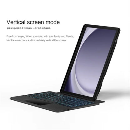 For Samsung Galaxy Tab A9+ Stand Leather Case + Detachable Bluetooth Keyboard with Backlight