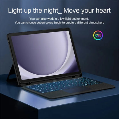 For Samsung Galaxy Tab A9+ Stand Leather Case + Detachable Bluetooth Keyboard with Backlight