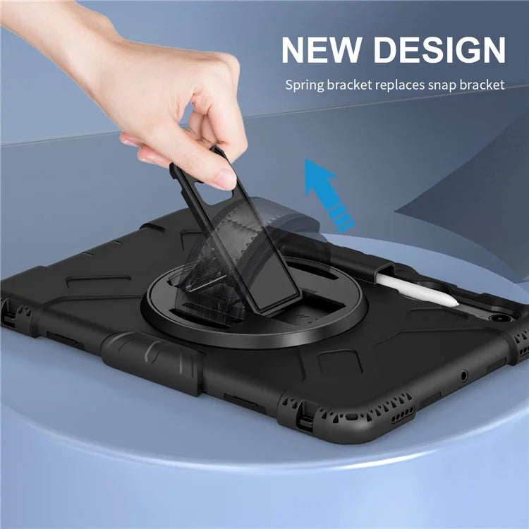 For Samsung Galaxy Tab S9 / S9 FE Kickstand Case Rotary Hand Strap Tablet Cover with Shoulder Strap