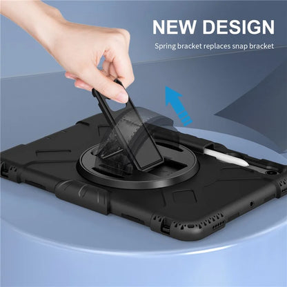 For Samsung Galaxy Tab S9 / S9 FE Kickstand Case Rotary Hand Strap Tablet Cover with Shoulder Strap
