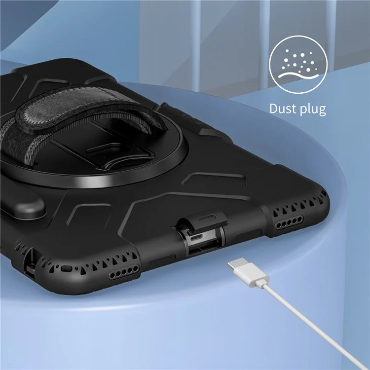 For Samsung Galaxy Tab S9 / S9 FE Kickstand Case Rotary Hand Strap Tablet Cover with Shoulder Strap