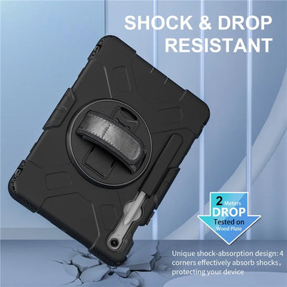 For Samsung Galaxy Tab S9 / S9 FE Kickstand Case Rotary Hand Strap Tablet Cover with Shoulder Strap