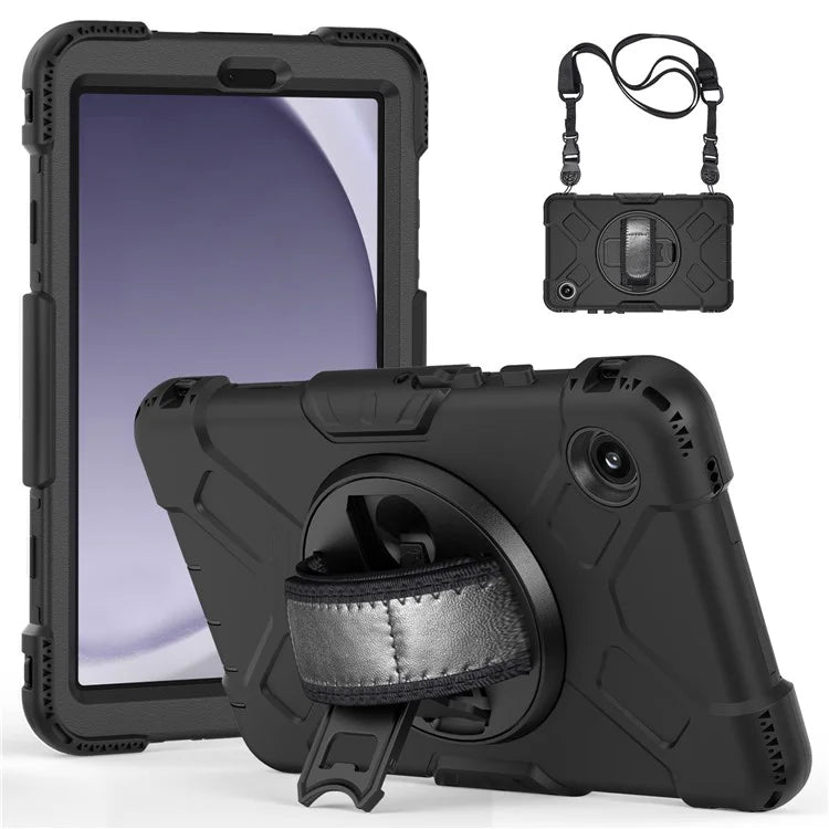 For Samsung Galaxy Tab A9 Case Hand Strap Kickstand Anti-drop Tablet Cover with Shoulder Strap