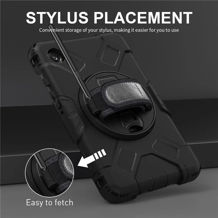For Samsung Galaxy Tab A9 Case Hand Strap Kickstand Anti-drop Tablet Cover with Shoulder Strap
