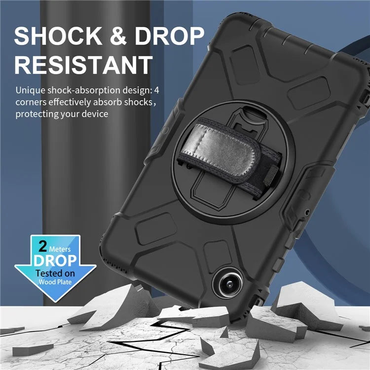 For Samsung Galaxy Tab A9 Case Hand Strap Kickstand Anti-drop Tablet Cover with Shoulder Strap