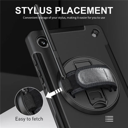 For Samsung Galaxy Tab A9 Case TPU+PC Kickstand Hand Strap Tablet Cover with Shoulder Strap
