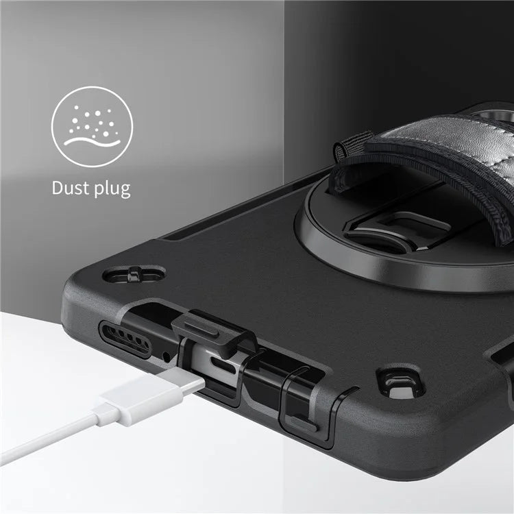 For Samsung Galaxy Tab A9 Case TPU+PC Kickstand Hand Strap Tablet Cover with Shoulder Strap